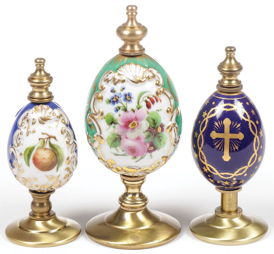 THREE RUSSIAN IMPERIAL PORCELAIN EASTER EGGS (1 of 2)