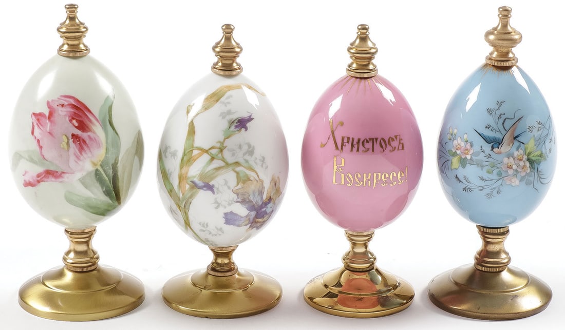 FOUR RUSSIAN PORCELAIN EASTER EGGS, C 1890 (1 of 3)