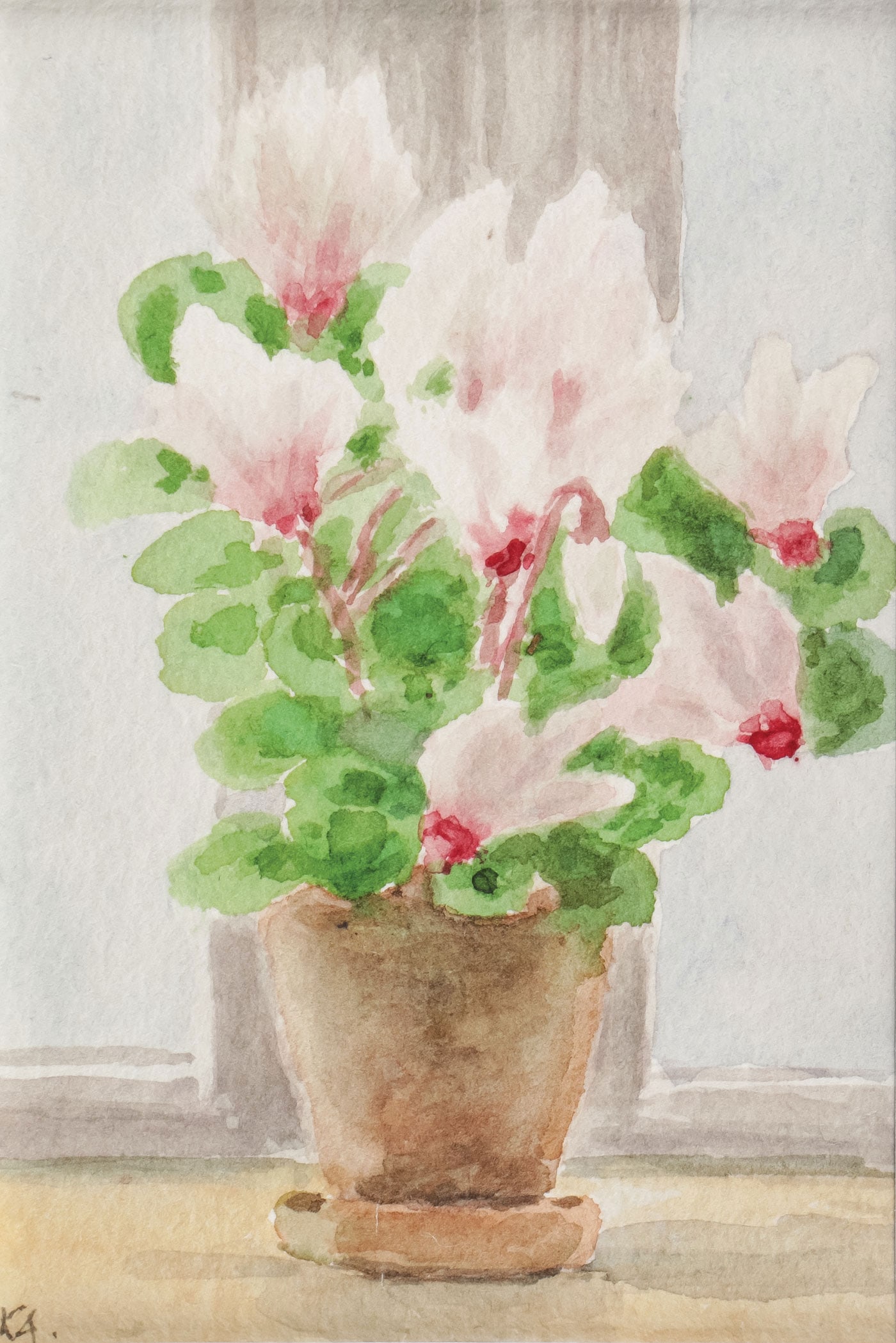 GRAND DUCHESS XENIA WATERCOLOR: GRAND DUCHESS XENIA WATERCOLOR. Comprising a floral still life watercolor by Grand Duchess Xenia Alexandrovna of Russia (1875 - 1960) - sister of Nicholas II. Initialed lower left KA and inscribed on 