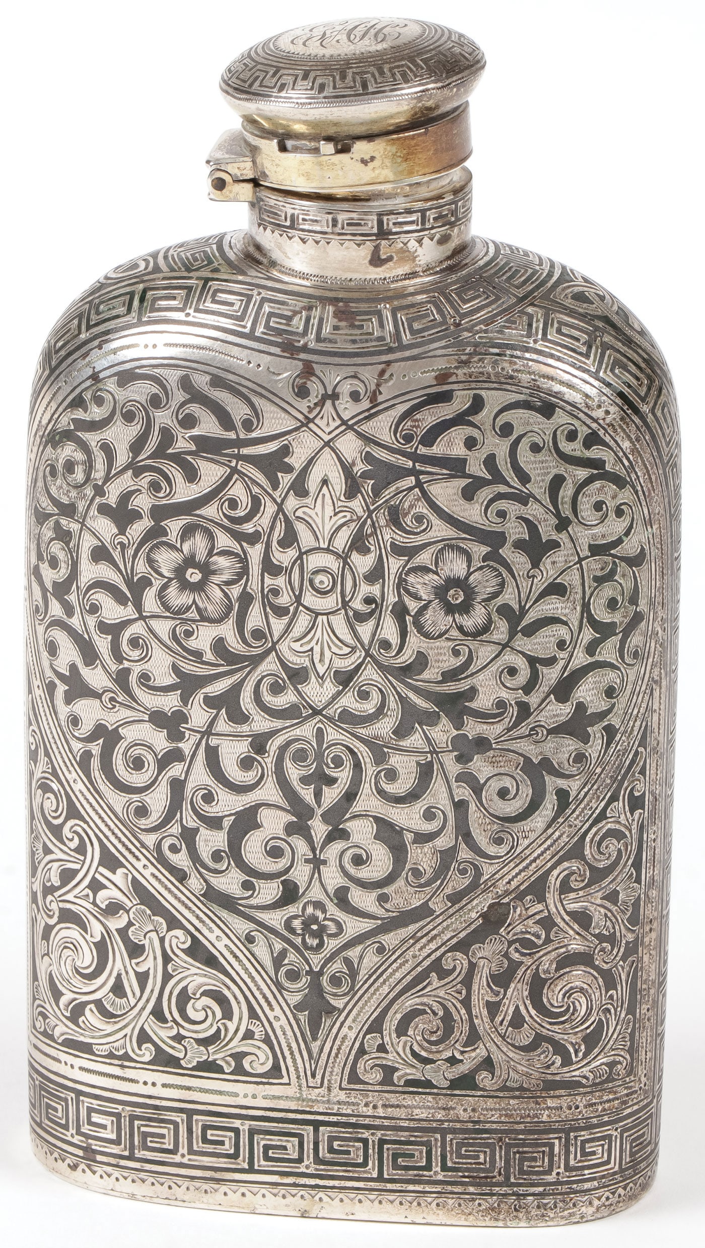 RUSSIAN SILVER AND NIELLO FLASK, MOSCOW, C 1890 (1 of 4)