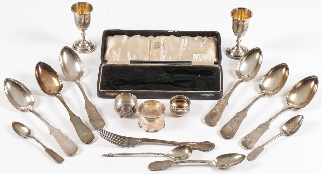 MIXED RUSSIAN SILVER GROUP 19th C (1 of 1)