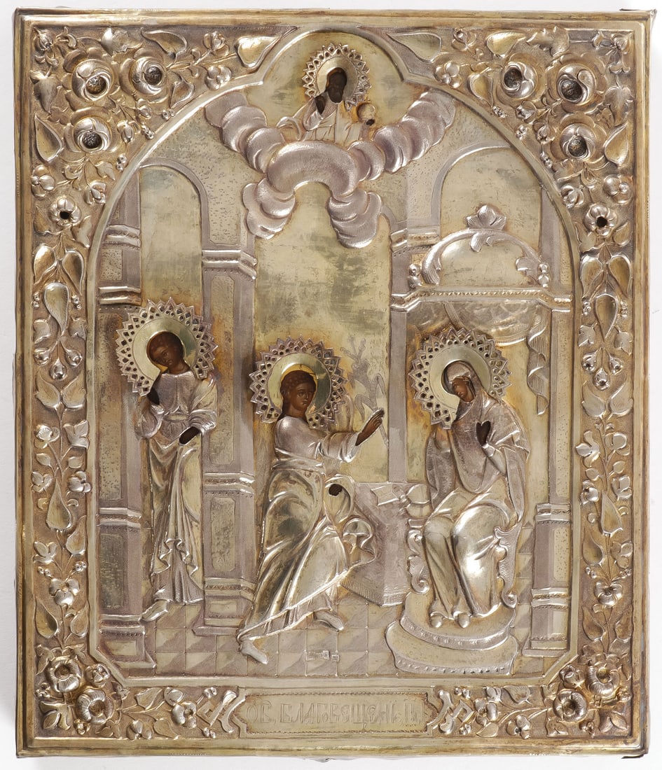 A VERY FINE RUSSIAN ICON OF THE ANNUNCIATION (1 of 4)