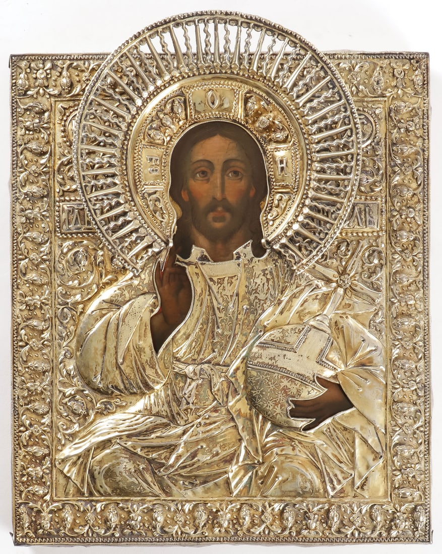 A VERY FINE RUSSIAN ICON OF CHRIST, 1751 (1 of 3)