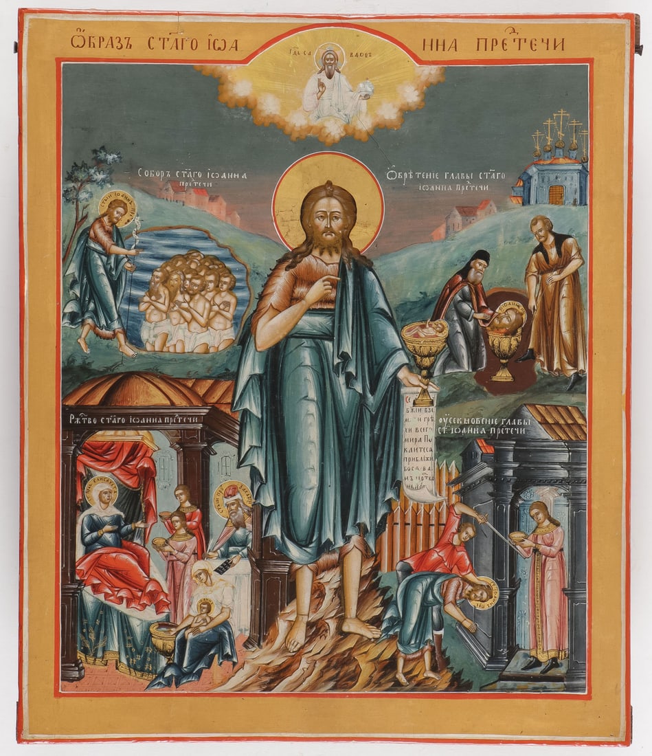 FINE RUSSIAN ICON ST. JOHN THE FORERUNNER PALEKH (1 of 2)