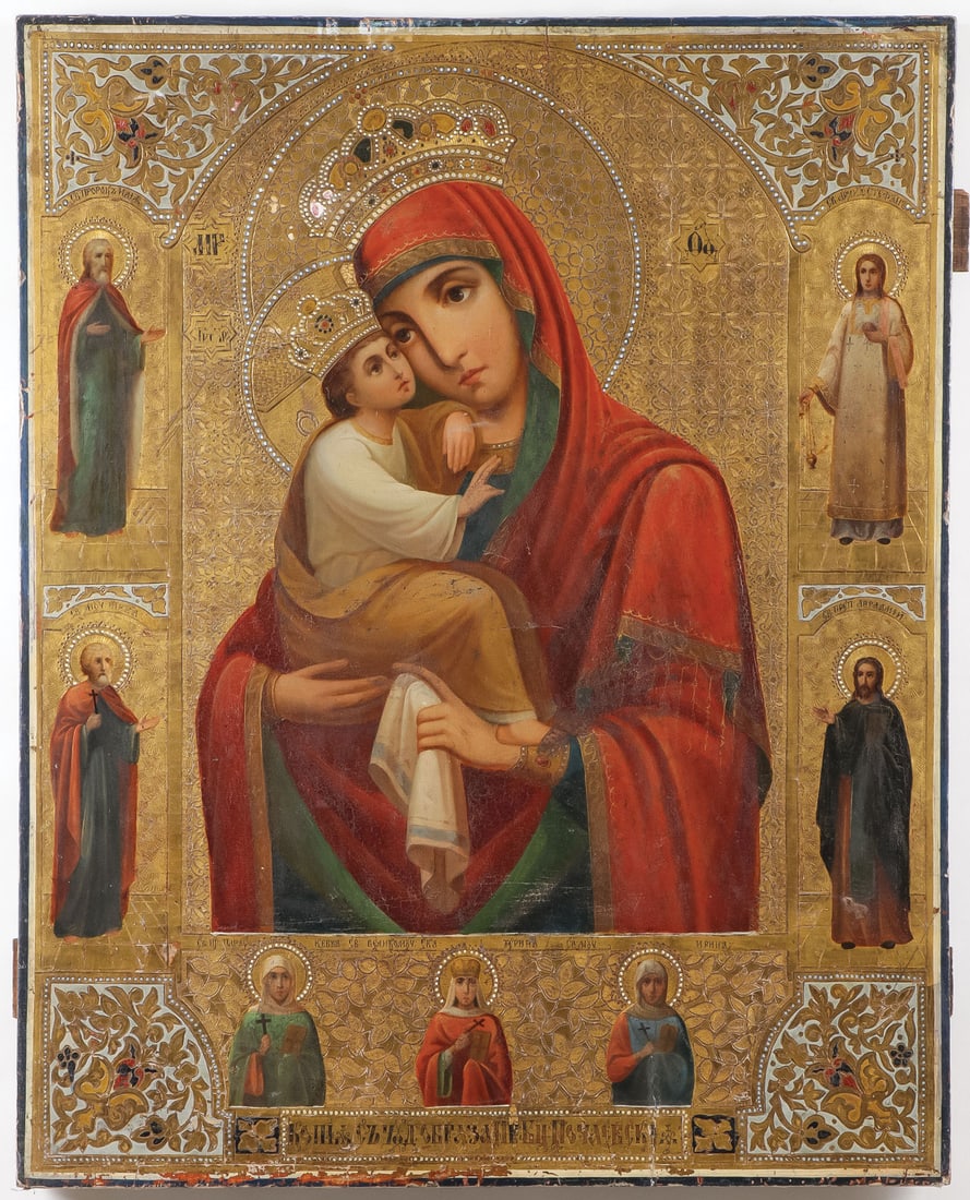 LARGE RUSSIAN ICON, POCHAEVSKAYA MOTHER OF GOD (1 of 2)