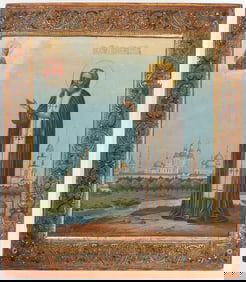 FINE RUSSIAN ICON, ST. SERAPHIM, MSTYORA, C. 1910