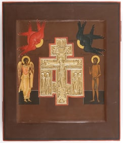 FINE RUSSIAN ICON OF THE CRUCIFIXION, C 1890