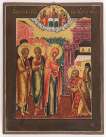 RUSSIAN ICON, THE APPEARANCE TO ST. SERGIY, 19TH