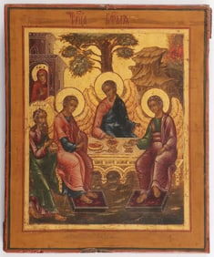A RUSSIAN ICON OF THE OLD TESTAMENT TRINITY, 19TH
