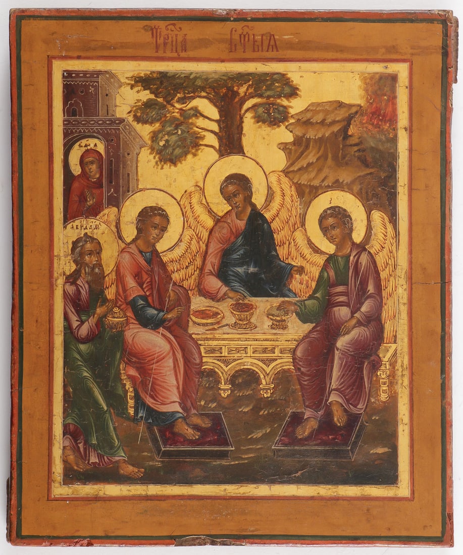 A RUSSIAN ICON OF THE OLD TESTAMENT TRINITY, 19TH (1 of 2)