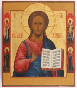 A FINE RUSSIAN ICON OF CHRIST, 19TH C