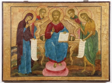 A LARGE AND IMPRESSIVE RUSSIAN ICON