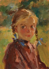 NICOLAI FECHIN OIL PORTRAIT DATED 1909