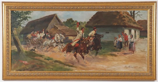 JERZY KOSSAK POLISH WEDDING PAINTING