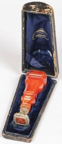 A RUSSIAN SILVER GILT AND AGATE SEAL C.1860