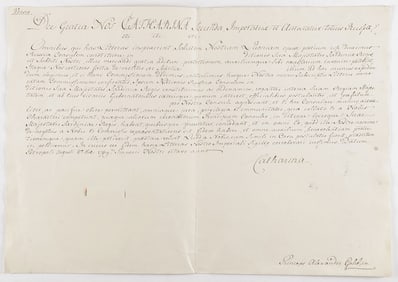 SIGNED CATHERINE II DOCUMENT & LETTER