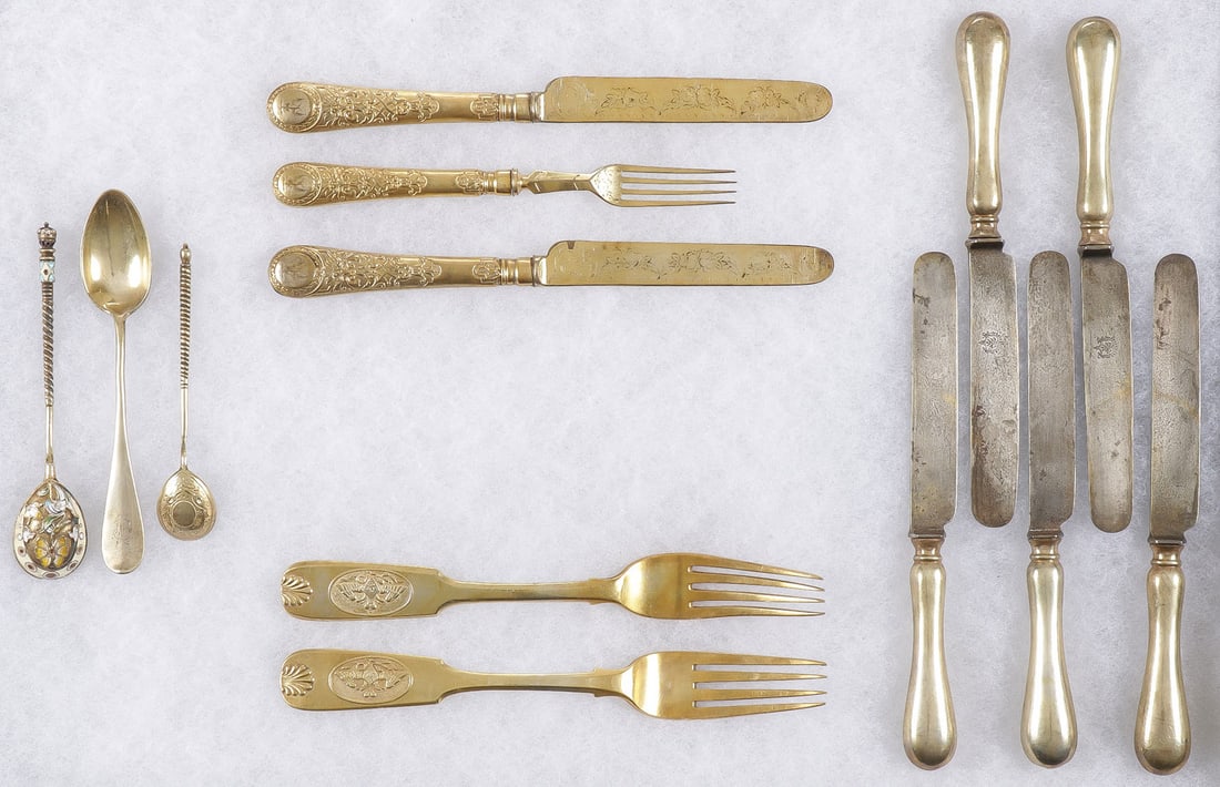 RUSSIAN SILVER FLATWARE GROUP (1 of 4)