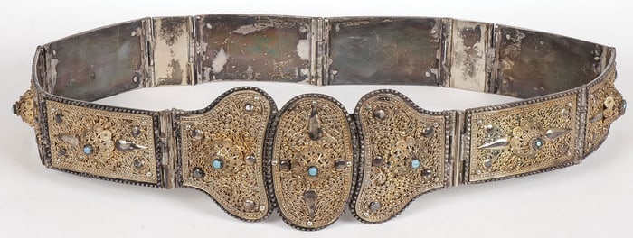 SILVER GILT LINKED BELT CAUCUSES C 1890