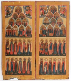 A RUSSIAN ICON DIPTYCH, C. 1800