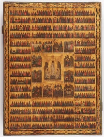RUSSIAN ICON, YEAR CALENDAR, 19TH C