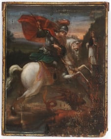 RUSSIAN ICON ST. GEORGE, PALEKH C. 1850