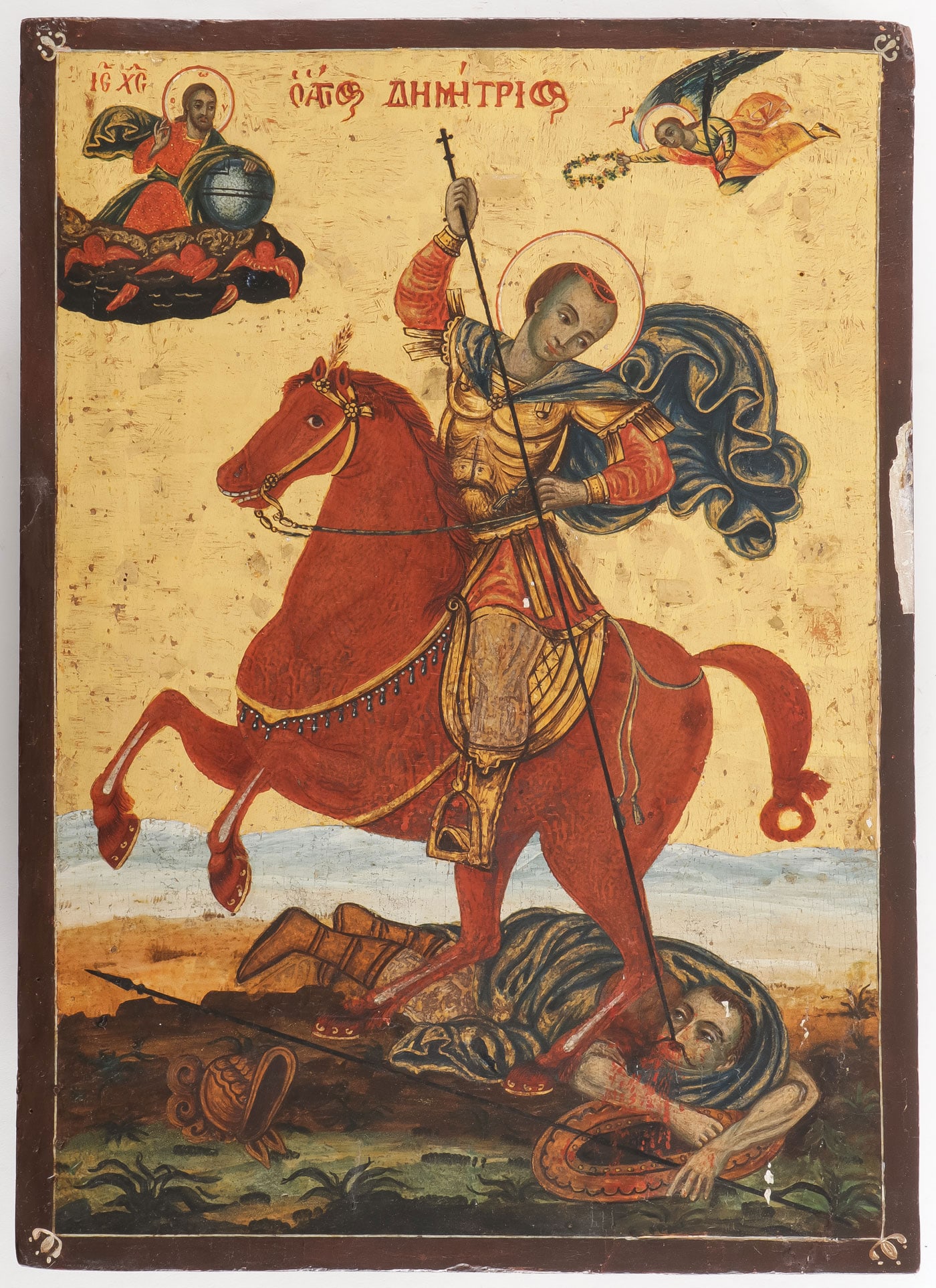 GREEK ICON OF SAINT DEMETRIUS, 1822 (1 of 2)