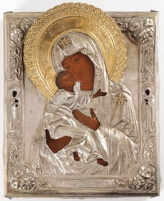 RUSSIAN ICON OF THE VLADIMIR MOTHER OF GOD, 19TH