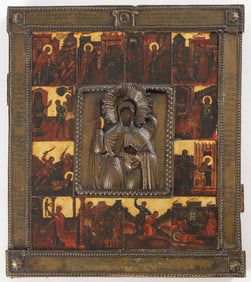 SCARCE RUSSIAN ICON, ST. PARASKEVA WITH LIFE