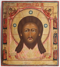 RUSSIAN ICON OF THE HOLY NAPKIN, NEVYANSK, 19TH C