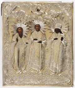 A RUSSIAN ICON OF THE THREE HIERARCHS, 1841