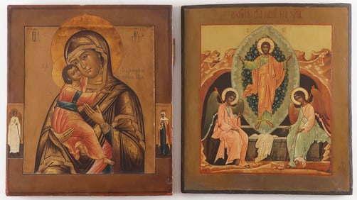 A PAIR OF RUSSIAN ICONS, 19TH C