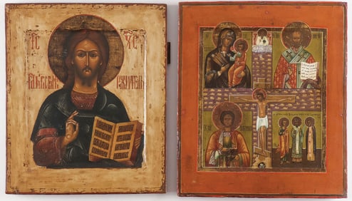A PAIR OF RUSSIAN ICONS, 19TH C