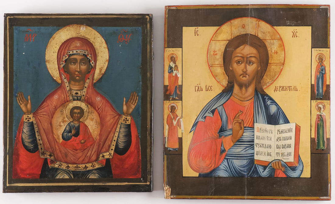 A PAIR OF RUSSIAN ICONS, 18TH/19TH C (1 of 5)
