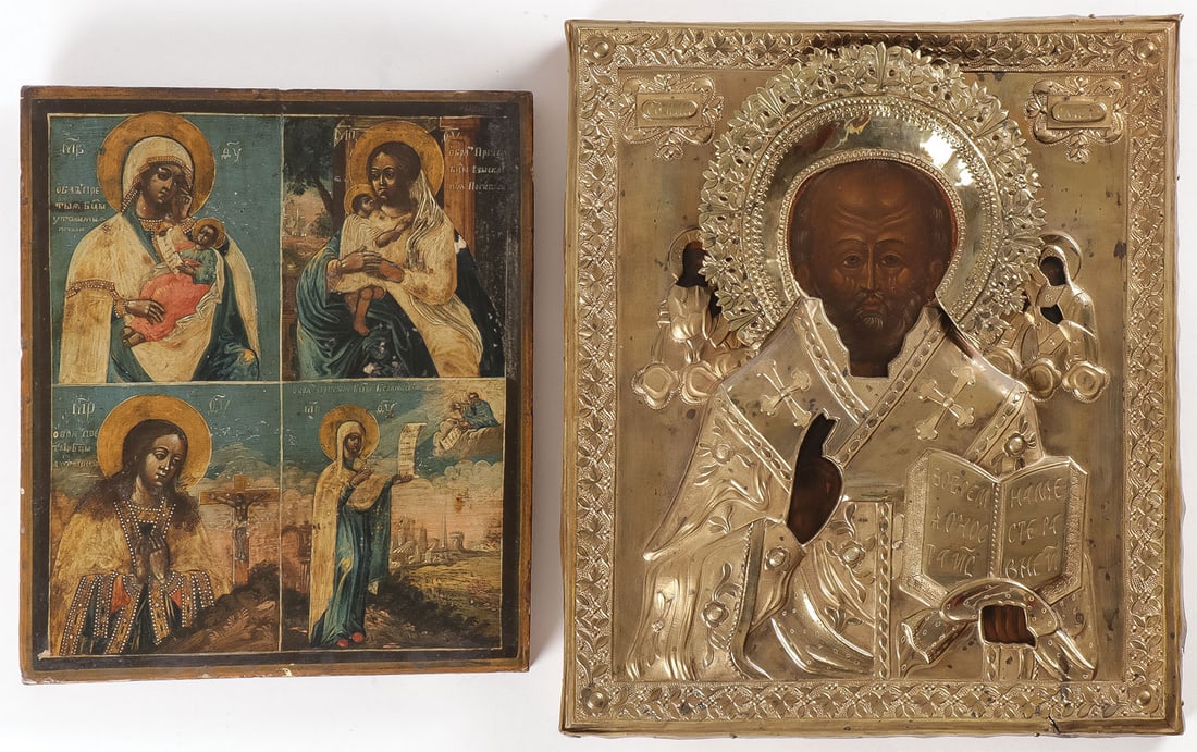 A PAIR OF RUSSIAN ICONS, 18TH/19TH C (1 of 5)
