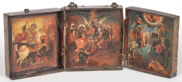 RUSSIAN ICON TRYPTICH, 18TH C