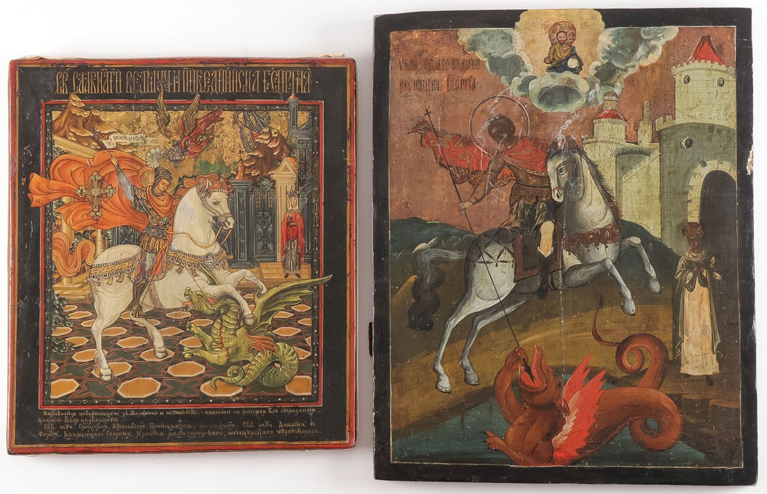 2 RUSSIAN ICONS OF SAINT GEORGE (1 of 3)