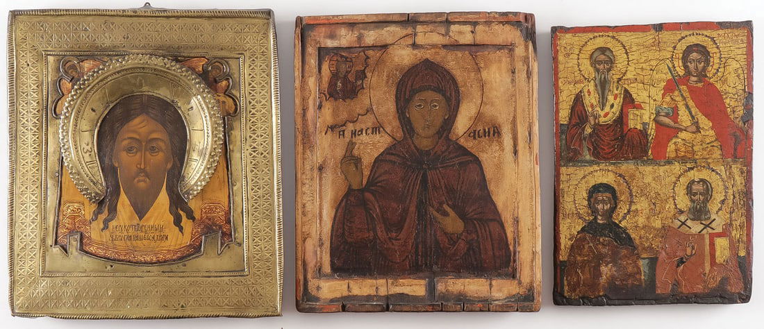 PR OF RUSSIAN ICONS & A GREEK ICON, 18TH & 19TH C (1 of 4)