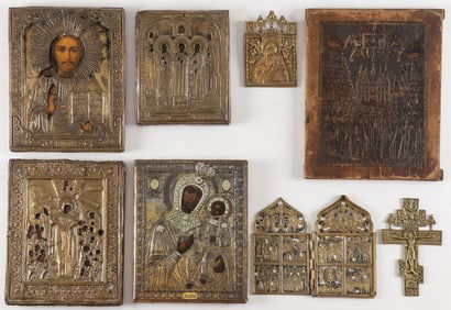 8 RUSSIAN ICONS, 19TH C