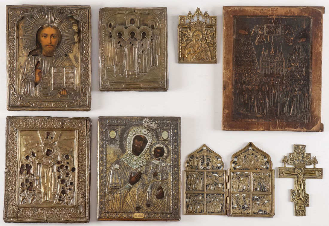 8 RUSSIAN ICONS, 19TH C (1 of 9)