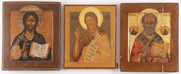 THREE RUSSIAN ICONS, 19TH C