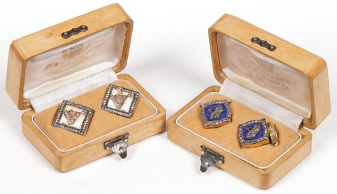 PAIR OF FABERGE STYLE GOLD & GEM CUFFLINKS