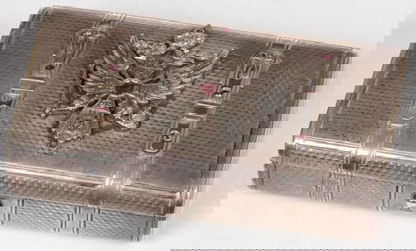 RUSSIAN SILVER TROMPE L'OEIL CIGARETTE CASE 1872