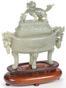 CHINESE CARVED JADE CENSER, QING DYNSASTY