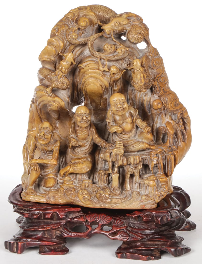 FINE CHINESE CARVED SOAPSTONE FIGURAL SEAL, QING (1 of 5)