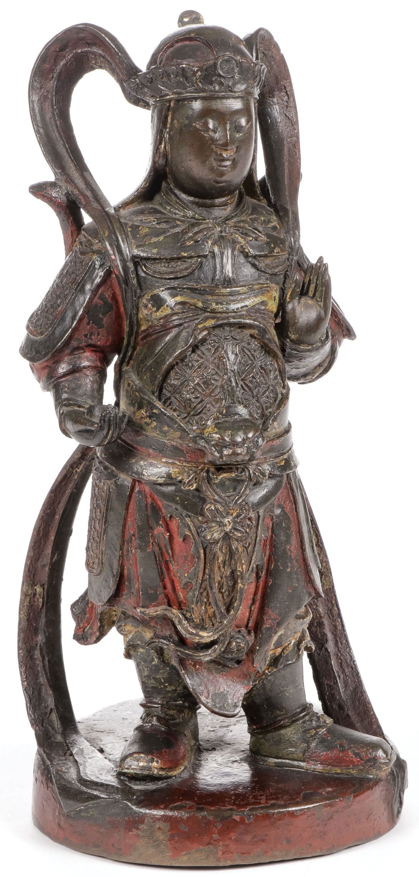 A CHINESE POLYCHROME BRONZE FIGURE OF WEITUO (1 of 8)