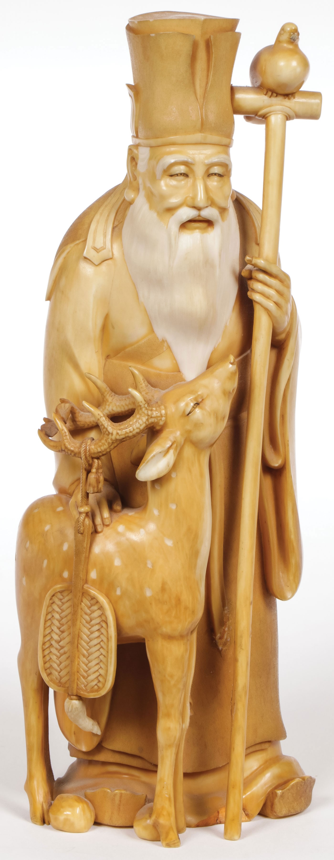 FINELY CARVED  JAPANESE OKIMONO OF JUROJIN (1 of 4)