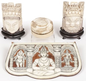 ASIAN CARVED GROUP, 19TH C