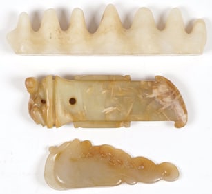 CHINESE CARVED JADE AND HARDSTONE, 19TH C