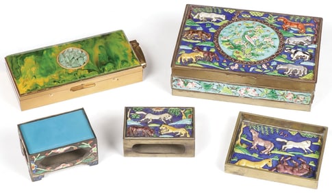 CHINESE JADE AND ENAMEL SMOKING ACCESSORIES