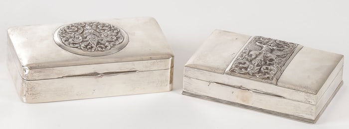 PAIR OF STERLING THAI CIGARETTE BOXES